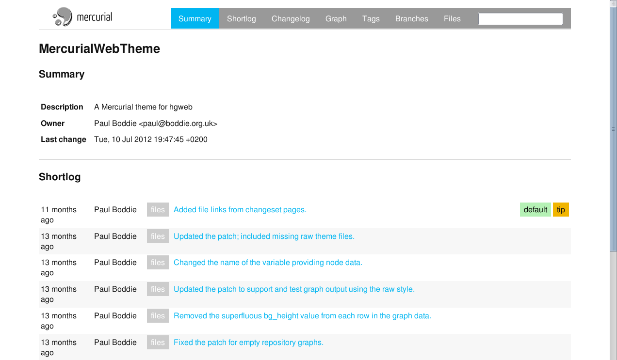 MercurialWeb theme