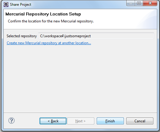 Mercurial Repository Location Setup